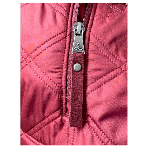 Prana Elsa Quilted Half Zip Kangaroo Pocket Pullover Hooded Jacket Maroon S NWT - Picture 7 of 11